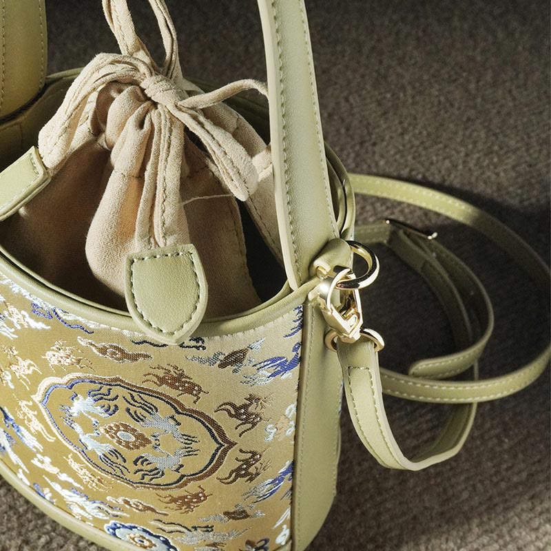 Nimara Ritual Retro Crane Deer Song Brocade Crossbody Bag Hangbags