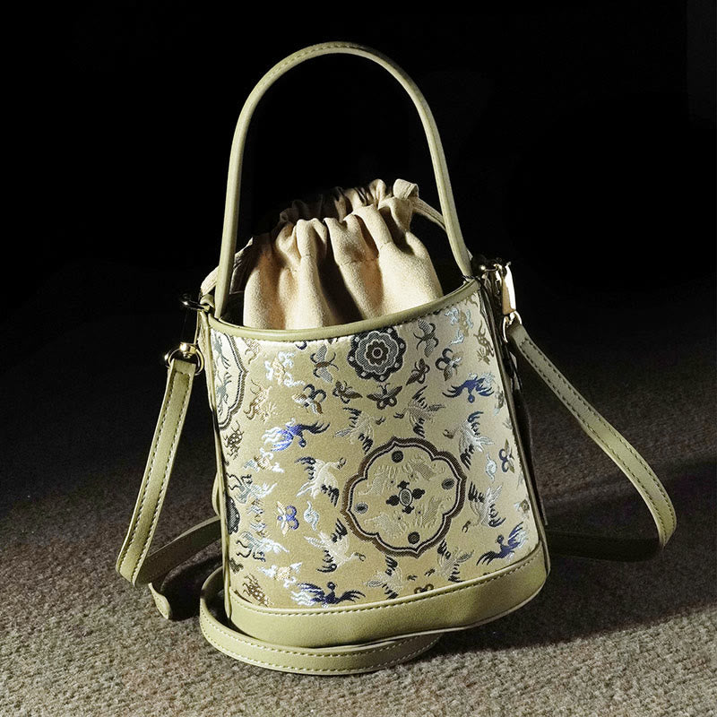 Nimara Ritual Retro Crane Deer Song Brocade Crossbody Bag Hangbags