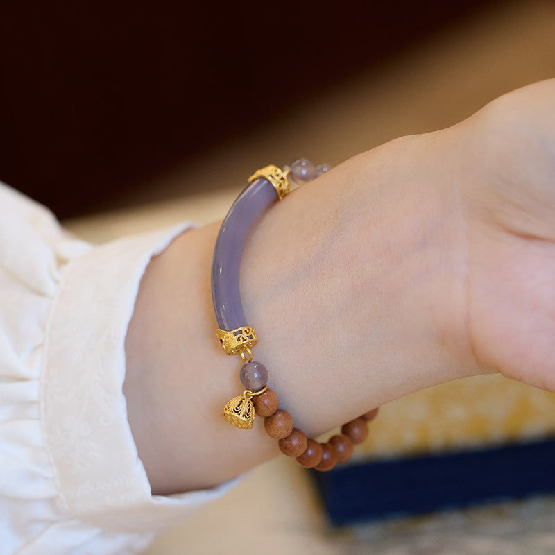Nimara Ritual Sandalwood Gray Agate Chalcedony Cuff Half Bracelet Bangle