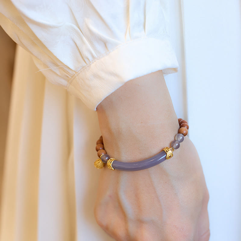 Nimara Ritual Sandalwood Gray Agate Chalcedony Cuff Half Bracelet Bangle