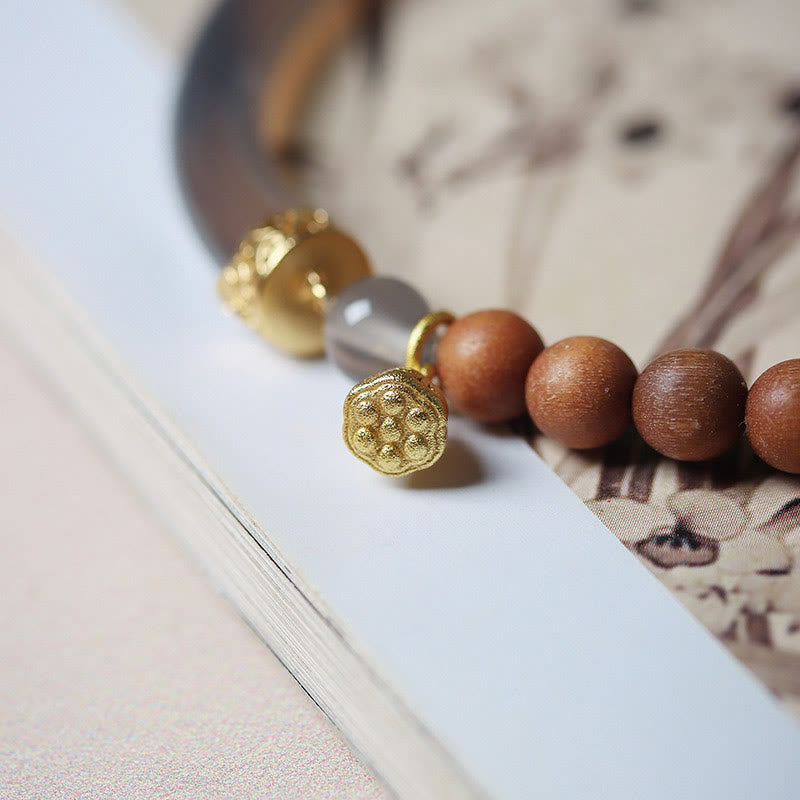 Nimara Ritual Sandalwood Gray Agate Chalcedony Cuff Half Bracelet Bangle
