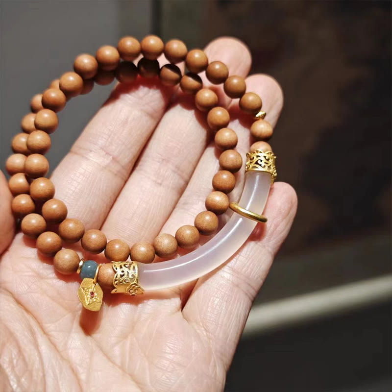 Nimara Ritual Sandalwood Gray Agate Chalcedony Cuff Half Bracelet Bangle