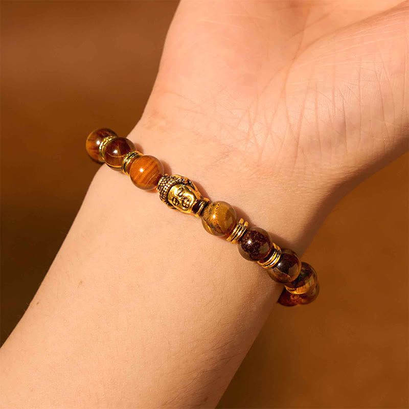 Nimara Ritual Blue Green Red Tiger Eye Buddha Head Balance Bracelet