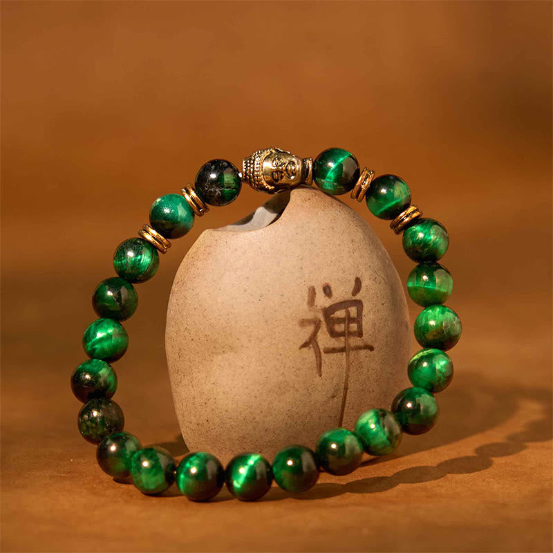 Nimara Ritual Blue Green Red Tiger Eye Buddha Head Balance Bracelet