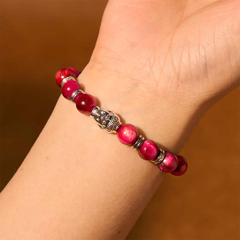 Nimara Ritual Blue Green Red Tiger Eye Buddha Head Balance Bracelet