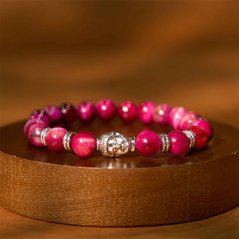 Nimara Ritual Blue Green Red Tiger Eye Buddha Head Balance Bracelet