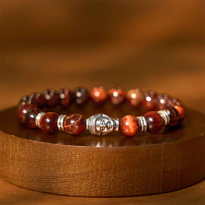 Nimara Ritual Blue Green Red Tiger Eye Buddha Head Balance Bracelet