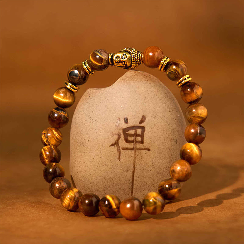 Nimara Ritual Blue Green Red Tiger Eye Buddha Head Balance Bracelet