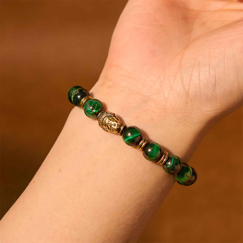 Nimara Ritual Blue Green Red Tiger Eye Buddha Head Balance Bracelet