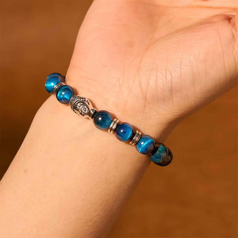 Nimara Ritual Blue Green Red Tiger Eye Buddha Head Balance Bracelet