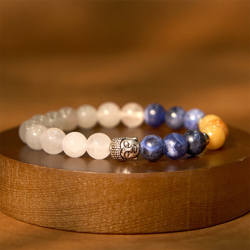 Nimara Ritual Natural Black Onyx White Stone Green Aventurine Tiger Eye Agate Mixed Color Buddha Head Protection Bracelet