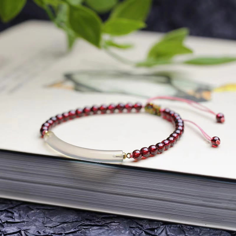Nimara Ritual Garnet Gray Agate Calm Cuff Half Bracelet Bangle