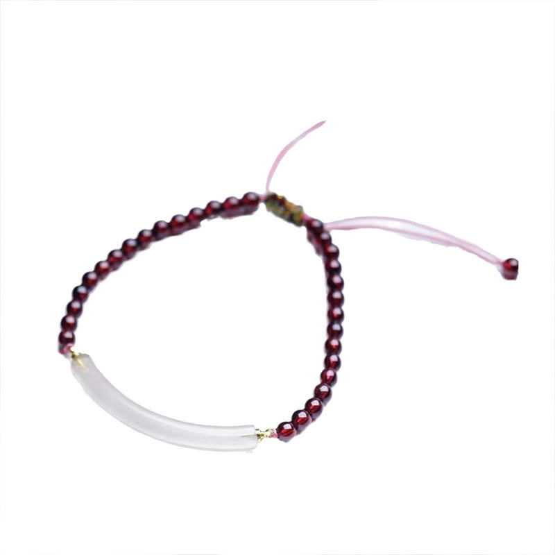 Nimara Ritual Garnet Gray Agate Calm Cuff Half Bracelet Bangle