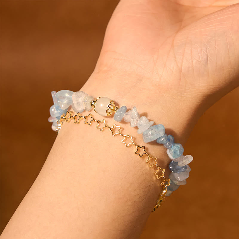 Nimara Ritual Aquamarine Gravel Design Star Healing Magnetic Buckle Bracelet