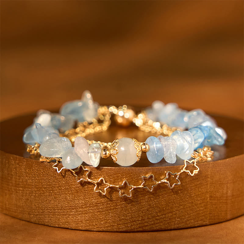Nimara Ritual Aquamarine Gravel Design Star Healing Magnetic Buckle Bracelet