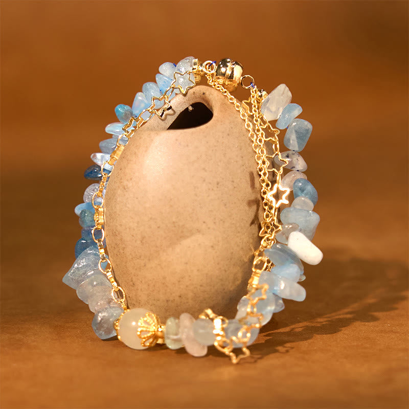 Nimara Ritual Aquamarine Gravel Design Star Healing Magnetic Buckle Bracelet