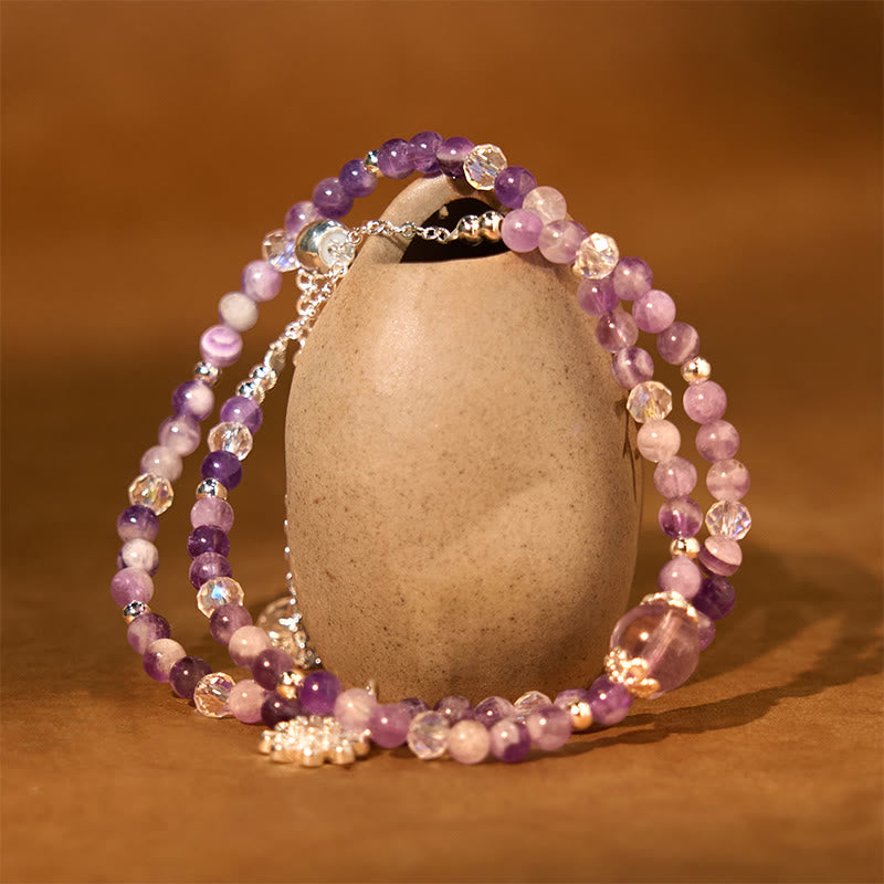 Nimara Ritual Amethyst Crystal Sunflower Spiritual Awareness Double Wrap Bracelet