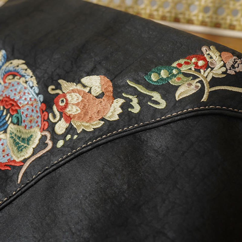 Nimara Ritual Fish Flower Phoenix Embroidery Xiangyunsha Silk Shoulder Bag