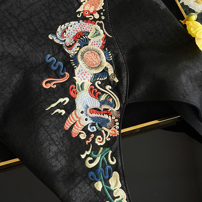 Nimara Ritual Fish Flower Phoenix Embroidery Xiangyunsha Silk Shoulder Bag