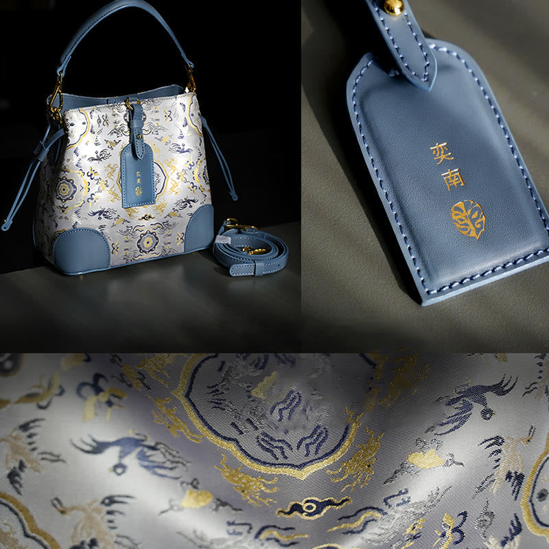 Nimara Ritual Handmade Crane Deer Engraving Personalized Song Brocade Crossbody Bag Hangbags