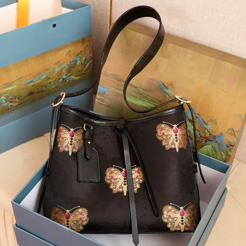Nimara Ritual Handmade Flower Crane Deer Butterfly Song Brocade Crossbody Bag Hangbags