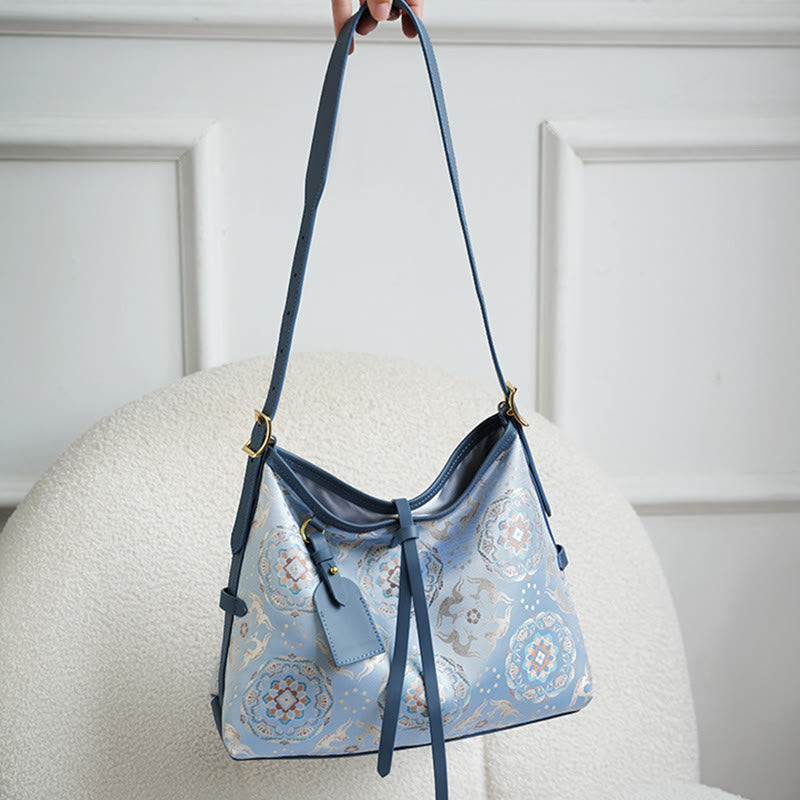 Nimara Ritual Handmade Flower Crane Deer Butterfly Song Brocade Crossbody Bag Hangbags