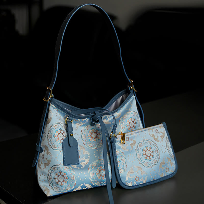 Nimara Ritual Handmade Flower Crane Deer Butterfly Song Brocade Crossbody Bag Hangbags