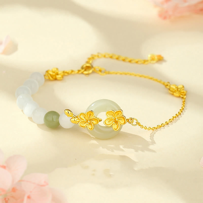 Nimara Ritual Chrysoberyl Hetian Jade 999 Sterling Silver Love Bracelet