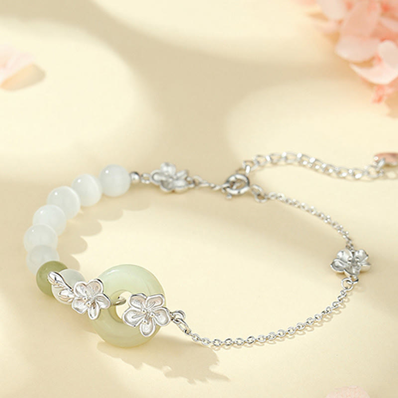 Nimara Ritual Chrysoberyl Hetian Jade 999 Sterling Silver Love Bracelet
