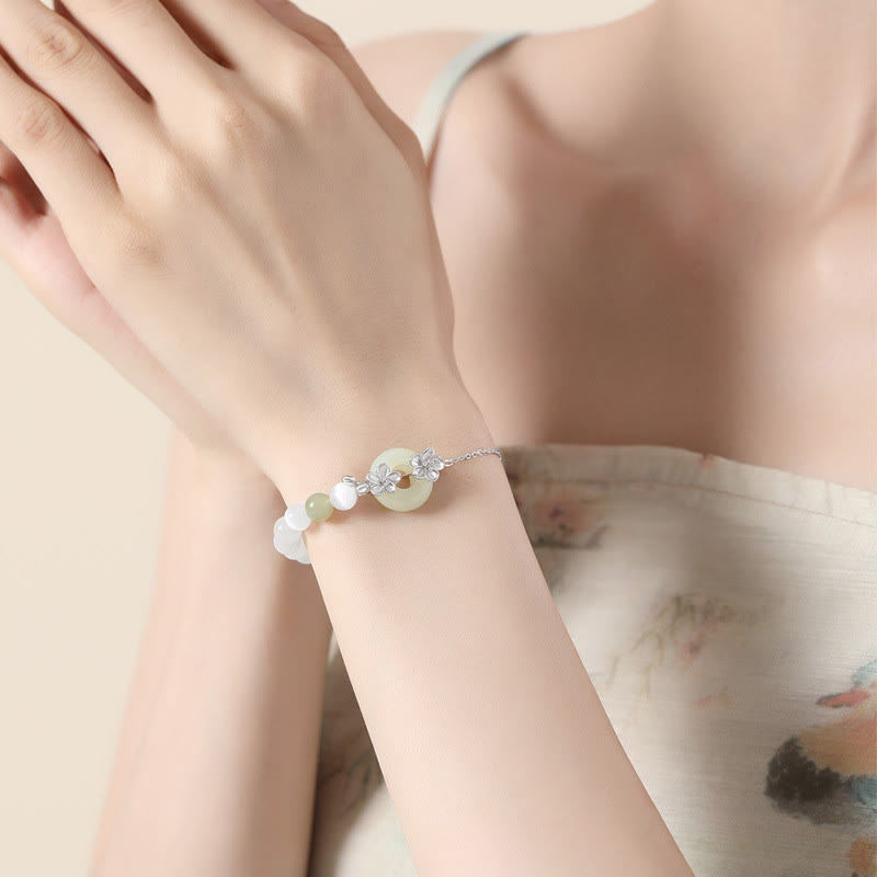 Nimara Ritual Chrysoberyl Hetian Jade 999 Sterling Silver Love Bracelet
