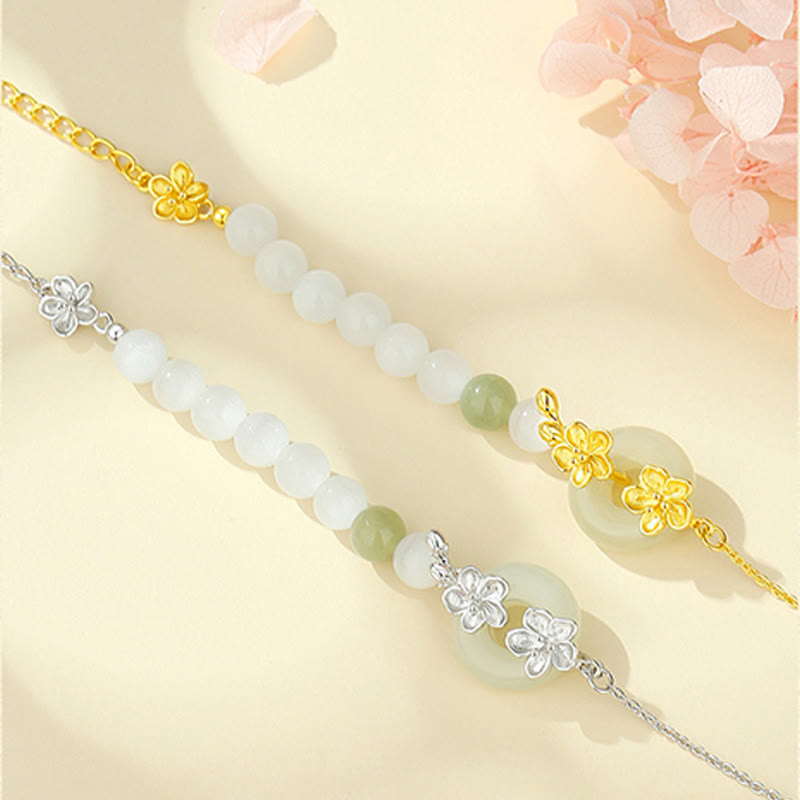 Nimara Ritual Chrysoberyl Hetian Jade 999 Sterling Silver Love Bracelet