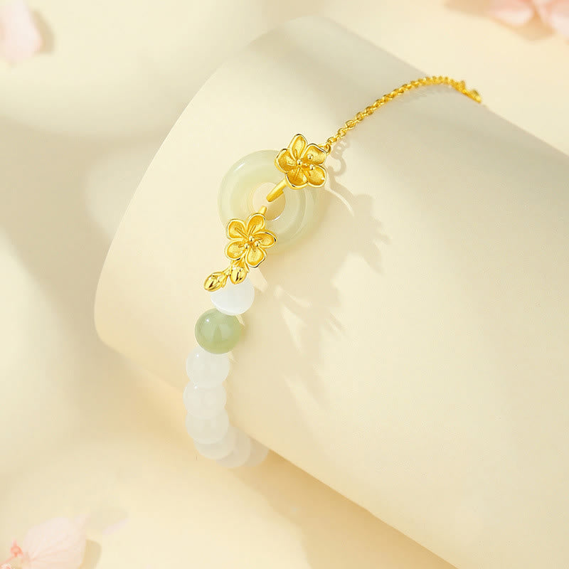 Nimara Ritual Chrysoberyl Hetian Jade 999 Sterling Silver Love Bracelet