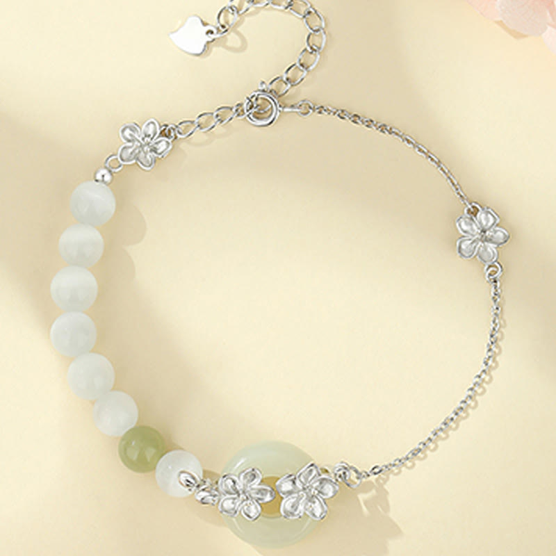 Nimara Ritual Chrysoberyl Hetian Jade 999 Sterling Silver Love Bracelet