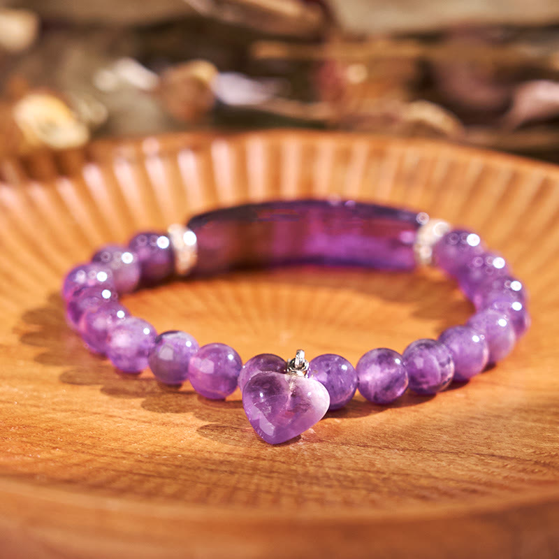 Nimara Ritual Natural Quartz Love Heart Healing Beads Bracelet