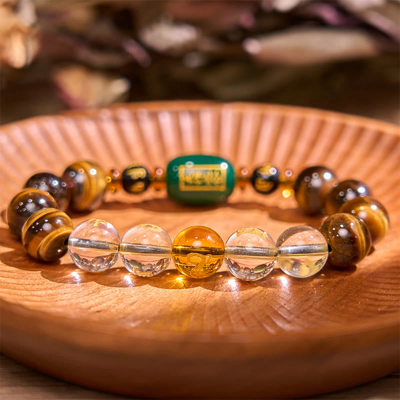 Nimara Ritual Chinese Zodiac Tiger Eye White Crystal Courage Bracelet
