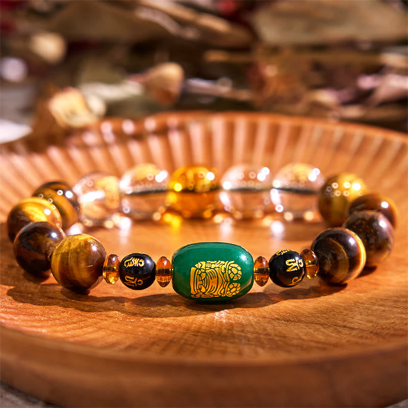 Nimara Ritual Chinese Zodiac Tiger Eye White Crystal Courage Bracelet