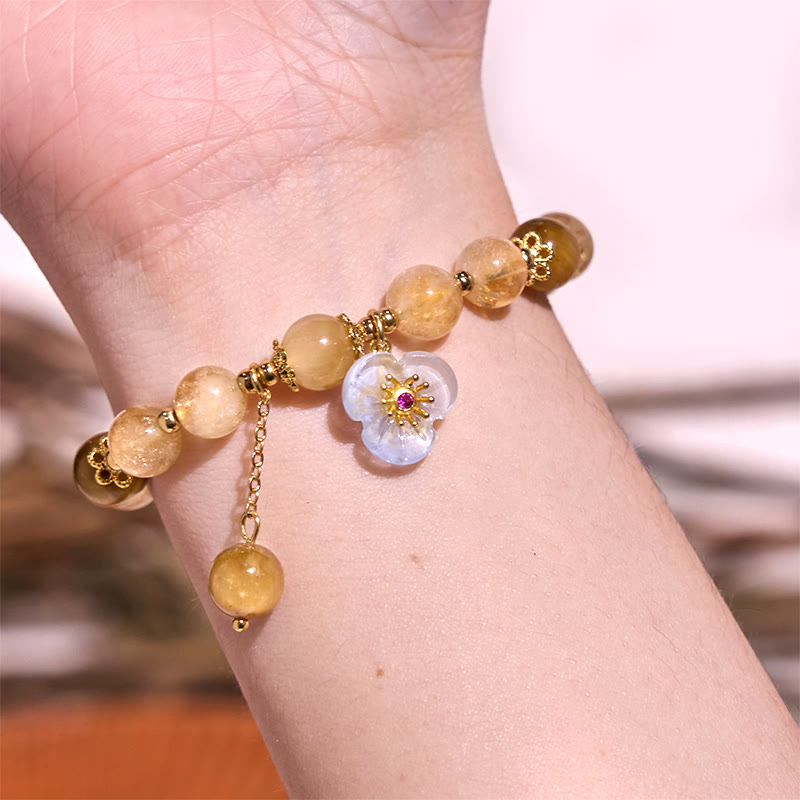 Nimara Ritual Citrine Tiger Eye Flower Charm Generosity Bracelet