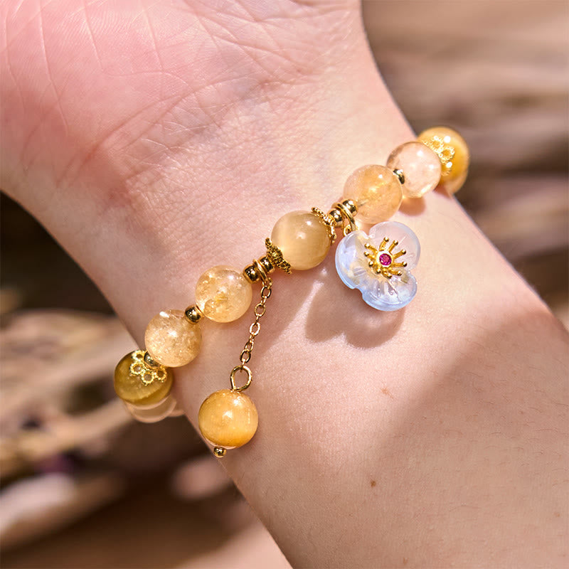 Nimara Ritual Citrine Tiger Eye Flower Charm Generosity Bracelet