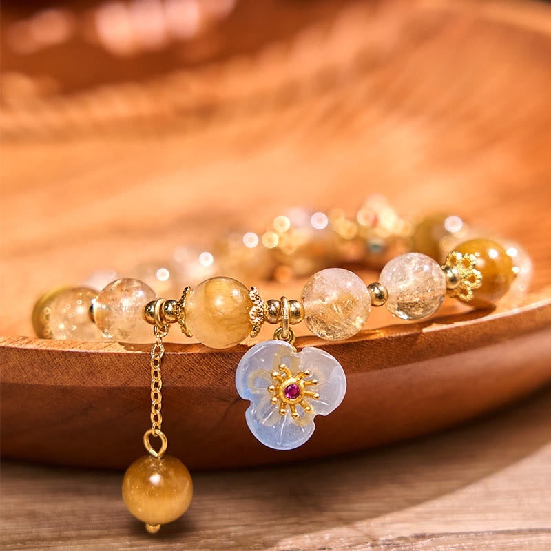 Nimara Ritual Citrine Tiger Eye Flower Charm Generosity Bracelet
