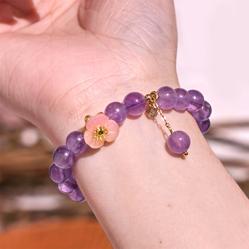 Nimara Ritual Amethyst Peach Blossom Fortune Meditation Bracelet