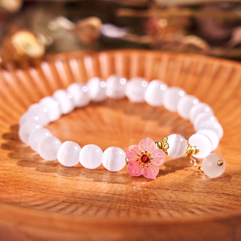 Nimara Ritual Chrysoberyl Cat's Eye Pink Flowers Support Bracelet