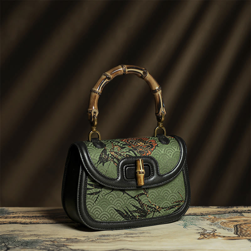 Nimara Ritual Curve Flower Bamboo Handle Xiangyunsha Silk Crossbody Bag Hangbags