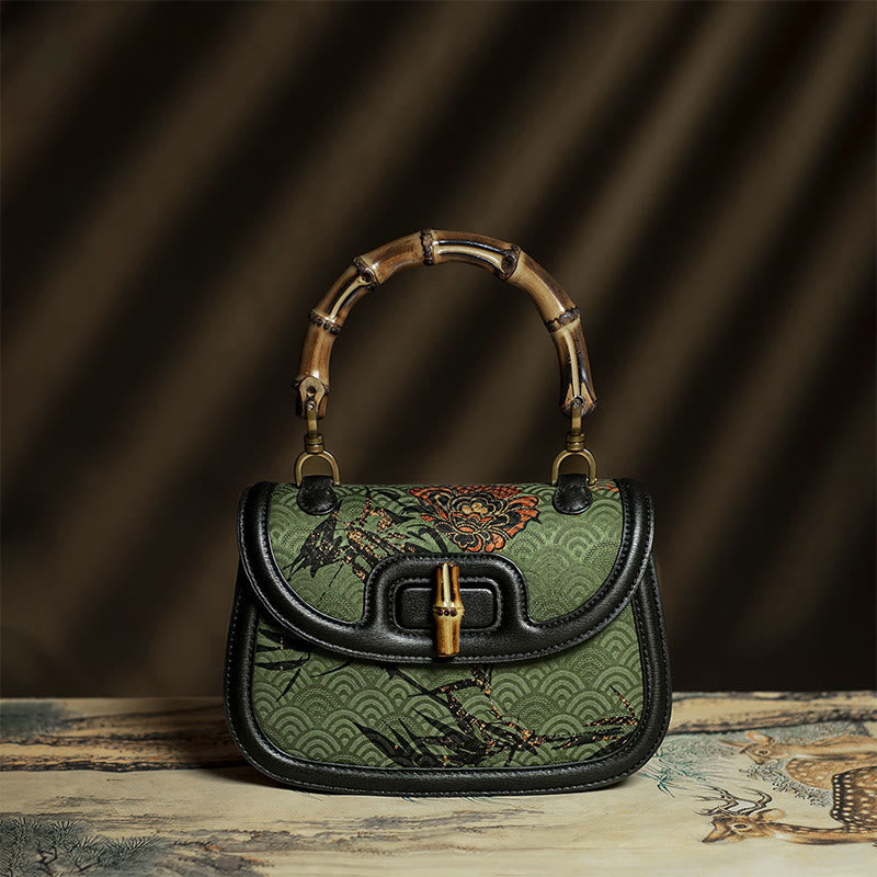 Nimara Ritual Curve Flower Bamboo Handle Xiangyunsha Silk Crossbody Bag Hangbags