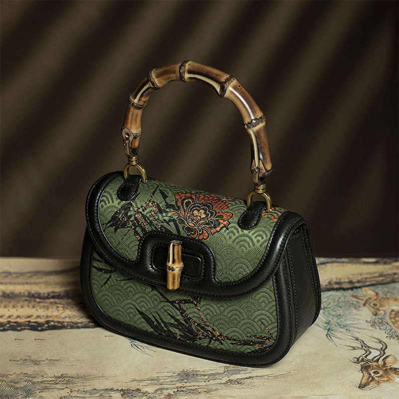 Nimara Ritual Curve Flower Bamboo Handle Xiangyunsha Silk Crossbody Bag Hangbags