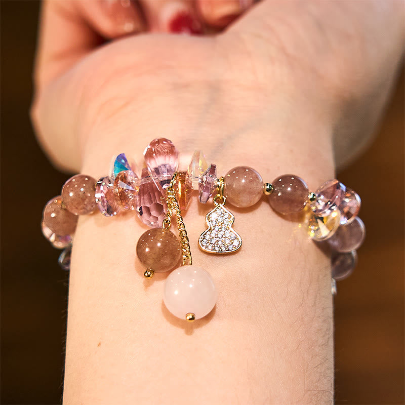 Nimara Ritual Strawberry Quartz Crystal Gourd Positive Bracelet