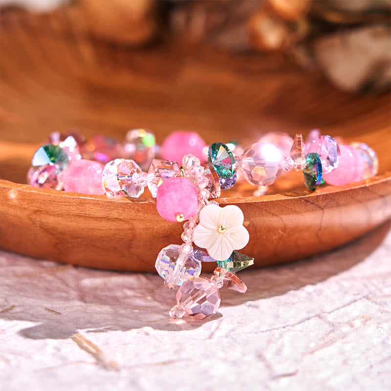 Nimara Ritual Pink Crystal Green Crystal White Crystal Flower Warmth Bracelet