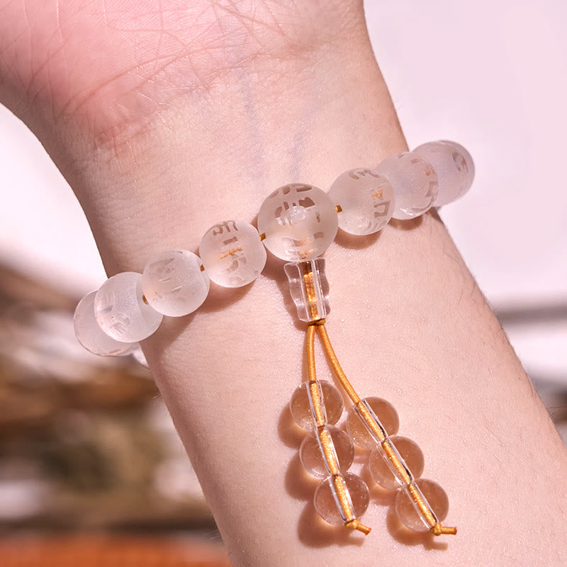 Nimara Ritual Tibet White Crystal Black Onyx Om Mani Padme Hum Meditation Bracelet