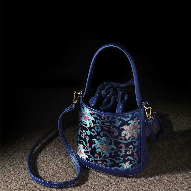 Nimara Ritual Retro Lotus Entwined Branches Song Brocade Crossbody Bag Hangbags