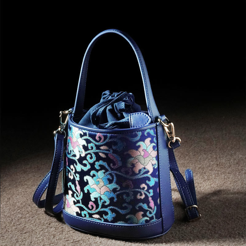 Nimara Ritual Retro Lotus Entwined Branches Song Brocade Crossbody Bag Hangbags