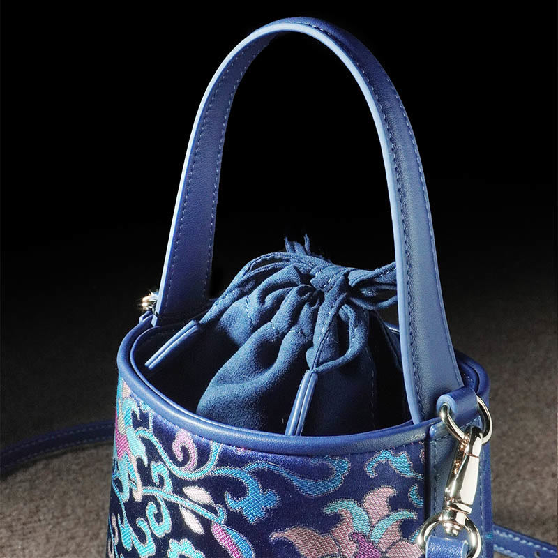 Nimara Ritual Retro Lotus Entwined Branches Song Brocade Crossbody Bag Hangbags